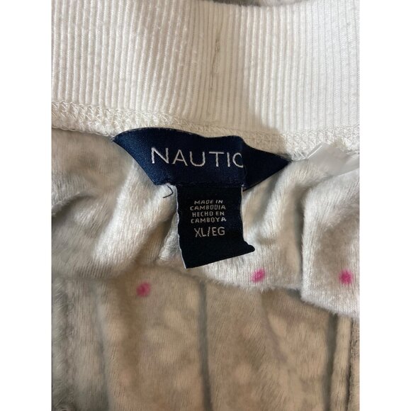 Nautica Womens Snowflake Print Pajama Set XL Gray Henley Top Elastic Waist Cozy - Picture 12 of 16